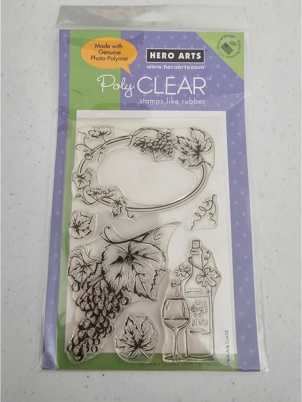 Hero Arts Poly Clear Photopolymer Stamp Set Artistic Grapes Wine